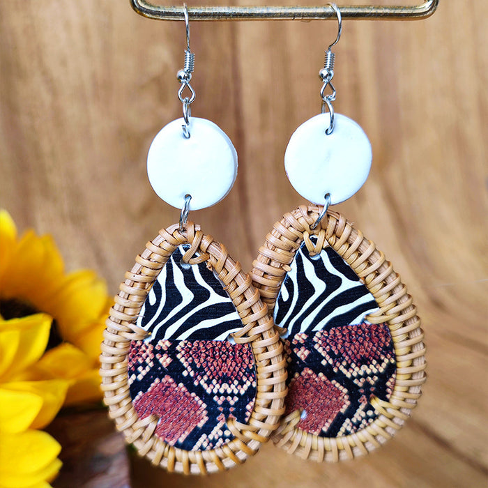 Wooden leopard print earrings