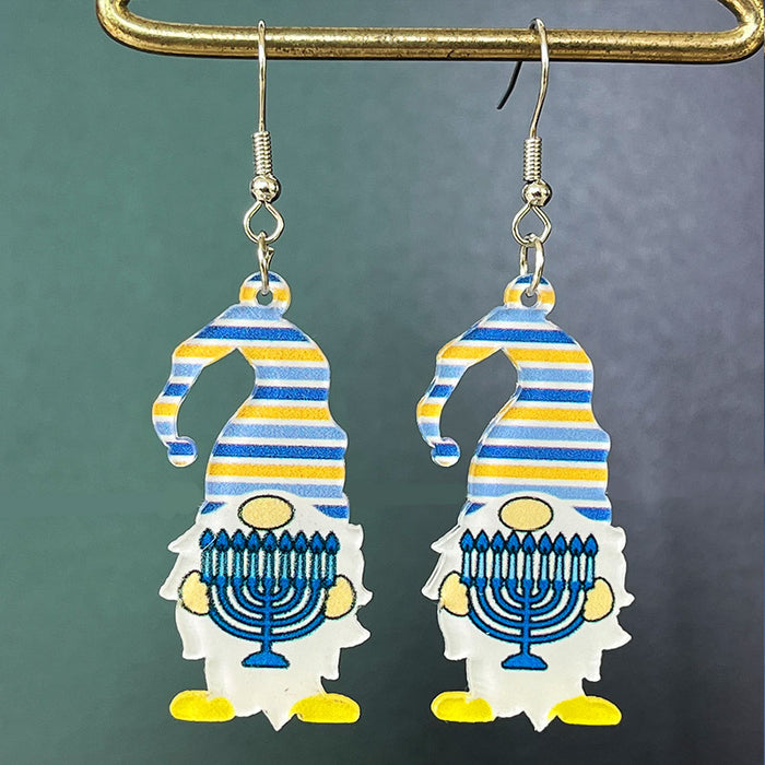 Hanukkah Candle Star Elf Acrylic Earrings - wallojewerly 