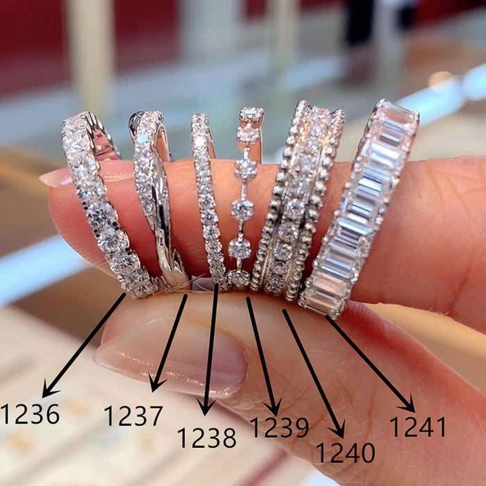 Light luxury full-studded zircon platinum female ring