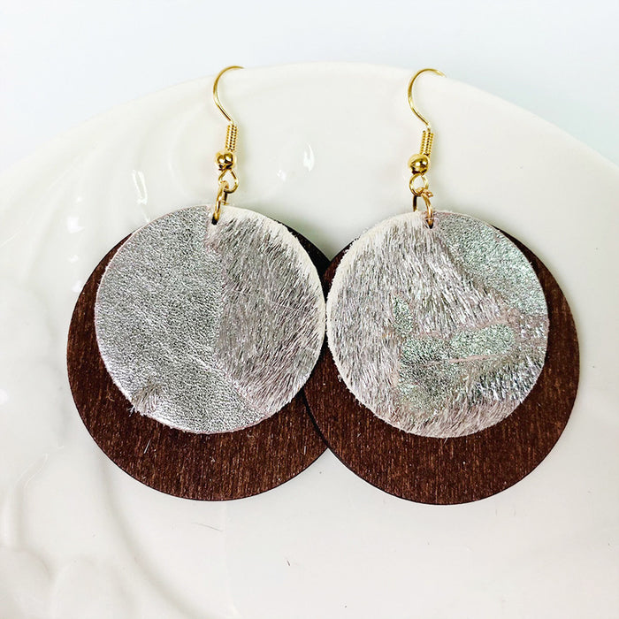 Wooden leopard print earrings