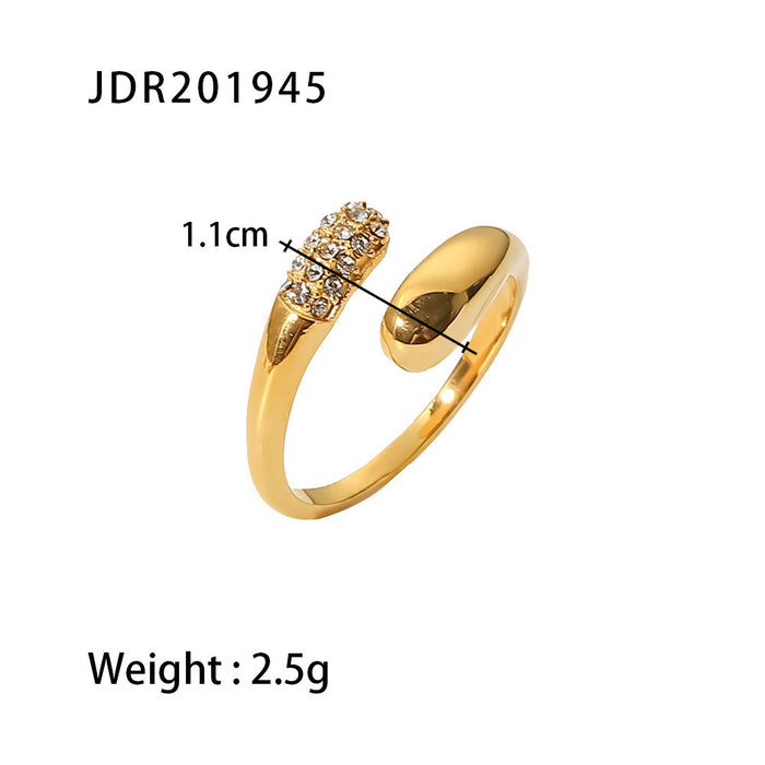 Textured 18K Gold Plated Stainless Steel Ring - High-End Fashion