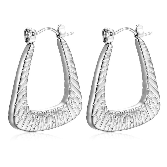 Simple geometric triangle stainless steel 18K women's earrings