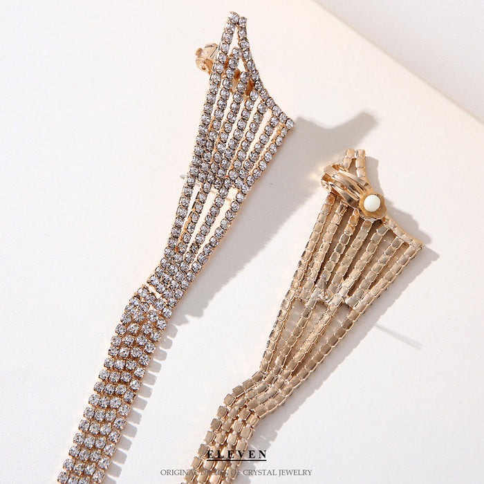 Irregular Geometric Rhinestone Earrings - Minimalist Tassel Jewelry for a Trendy Look