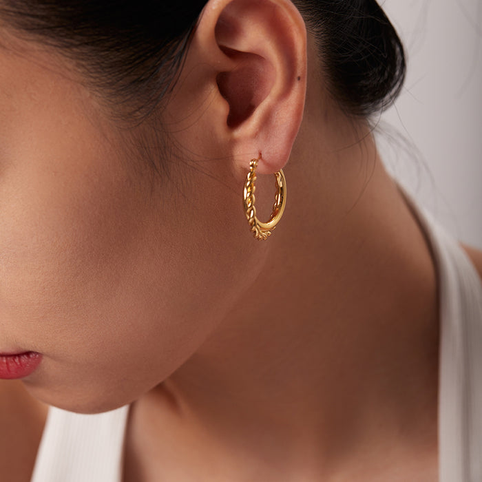 Trending Titanium Steel Earrings - 18K Gold Plated Stainless Steel Twisted C-Shaped Double Layer Geometric Earrings