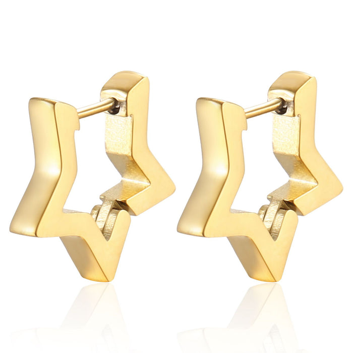 Gold geometric stainless steel earrings for men and women titanium steel hand-polished earrings