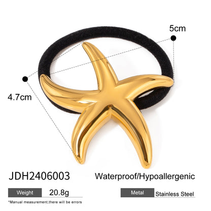 18K Gold Plated Stainless Steel Hair Tie - High-End U-Shaped Elastic Band for Ponytails