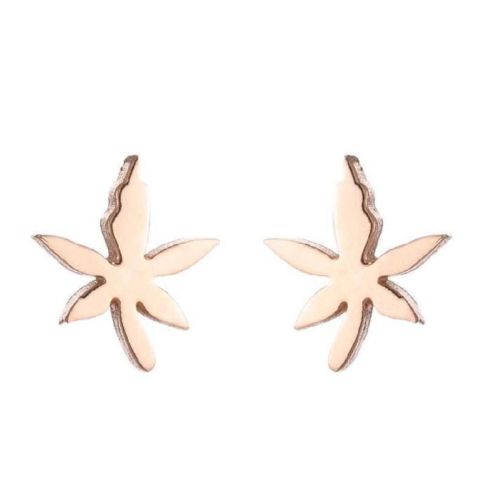 Leaf and Maple Leaf Stainless Steel Ear Cuffs - Sweet and Fresh Nature-Inspired Jewelry