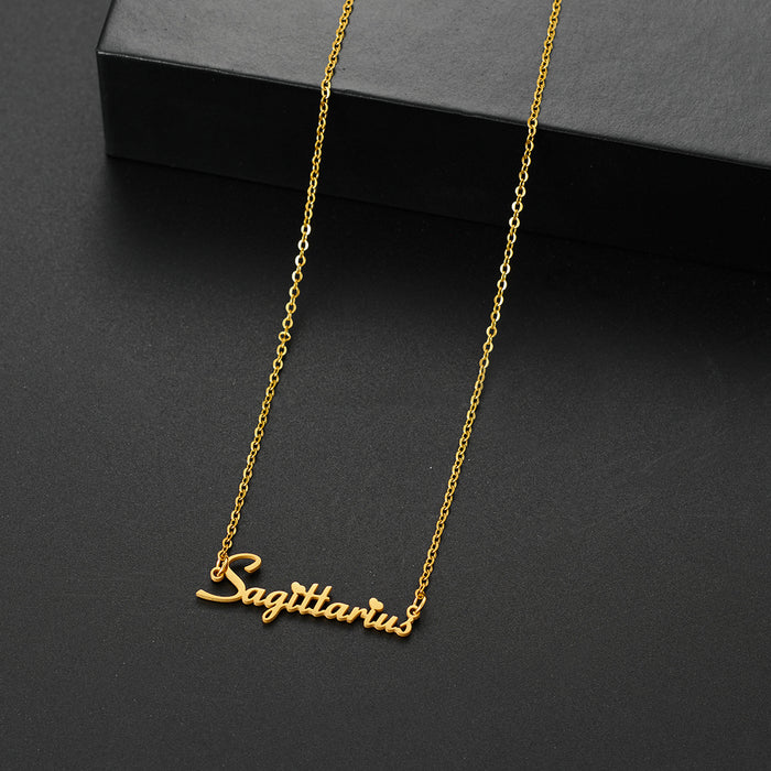 Collar inglés de doce constelaciones, joyería apilable de acero inoxidable europea y americana, cadena de clavícula personalizada para mujer al por mayor