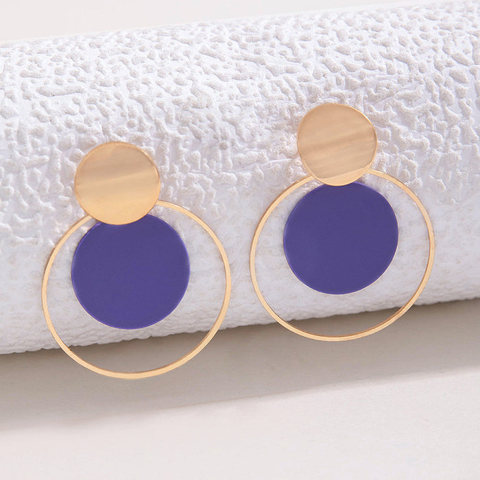 Round earrings set sequin two-piece earrings