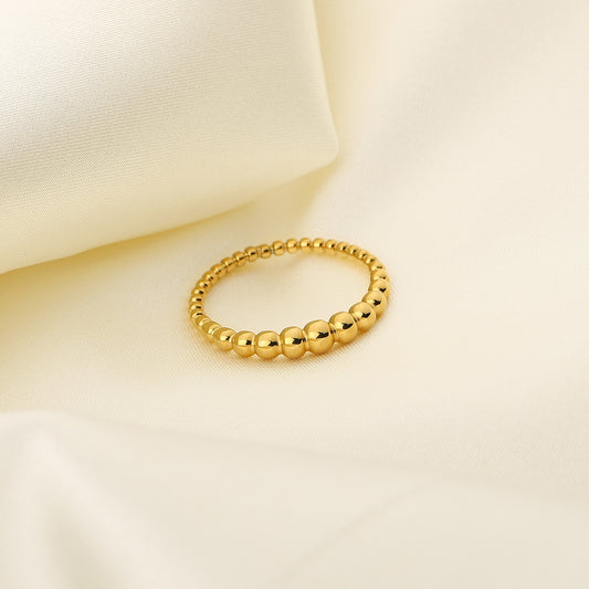 18K Gold Stainless Steel Serpent-Style Ring with Hammered Texture