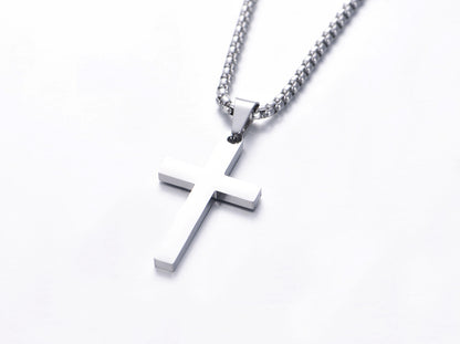 Stainless Steel Men's Simple Cross Necklace - wallojewerly 