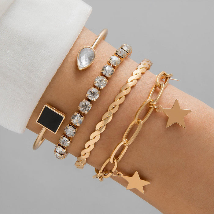 Butterfly and Geometric Heart Bracelet Set – Simple and Luxurious