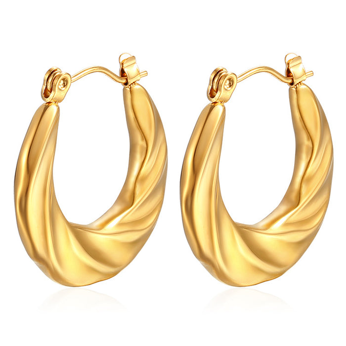 Simple stainless steel 18K gold plated light luxury earrings trendy women's earrings