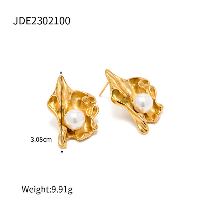 18K Gold Plated Stainless Steel Lava Earrings - Vintage Style Jewelry