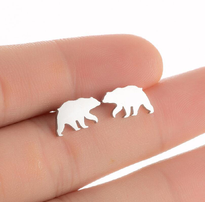 Polar Bear Stainless Steel Stud Earrings - Cute and Stylish Animal Jewelry