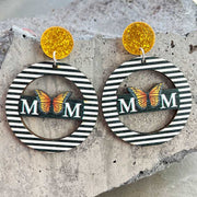 Mother's Day Earrings with Sunflower, Daisy, Butterfly, and Leopard Print - wallojewerly 