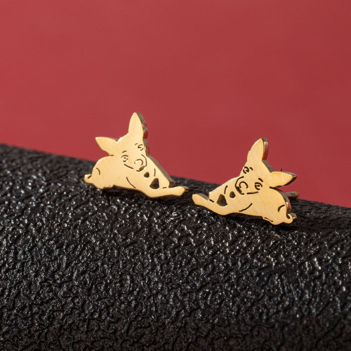 Dog Zodiac Stainless Steel Stud Earrings - Adorable and Playful Animal Jewelry