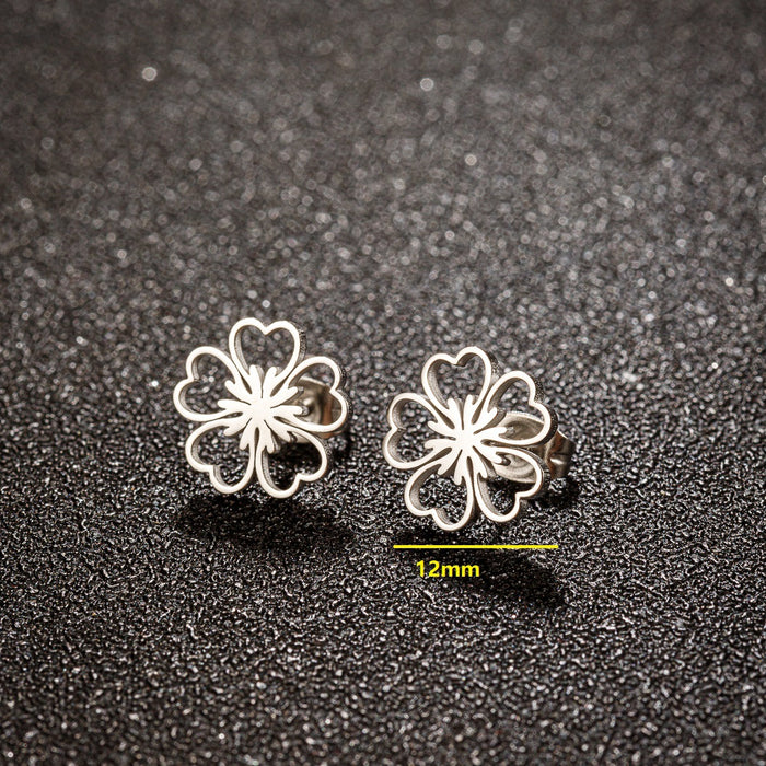 Flower earrings, French retro stainless steel female models elegant niche temperament simple small fresh earrings wholesale