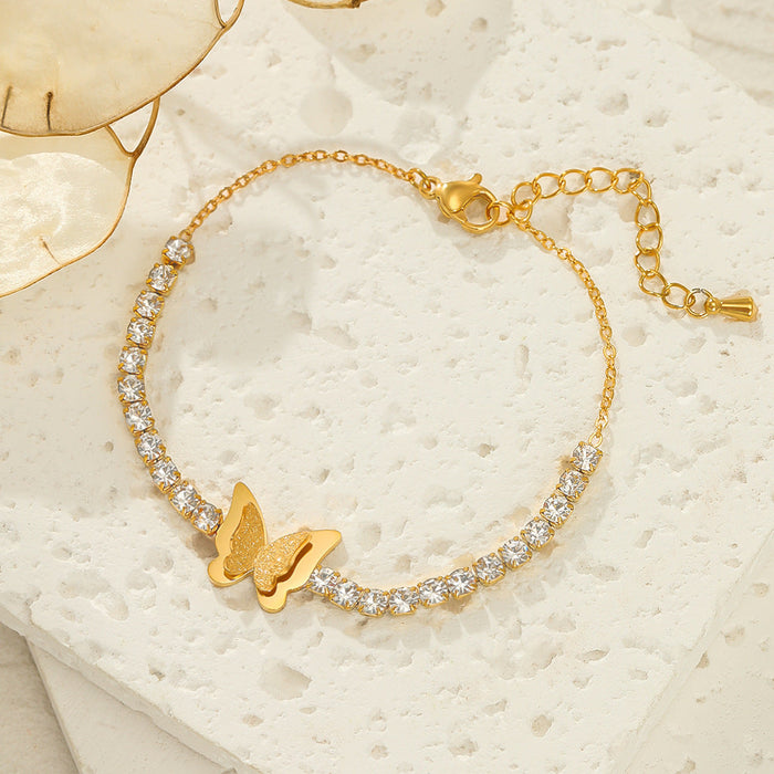 Stainless steel gold-plated four-leaf clover bracelet （Minimo de compra 2） - wallojewerly 