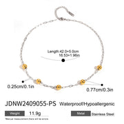 Stainless steel color matching beaded necklace clavicle chain titanium steel necklace pendant - wallojewerly 