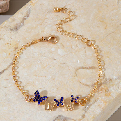 Blue Evil Eye and Butterfly Bracelet Set - Diamond-Inlaid Luxury Jewelry