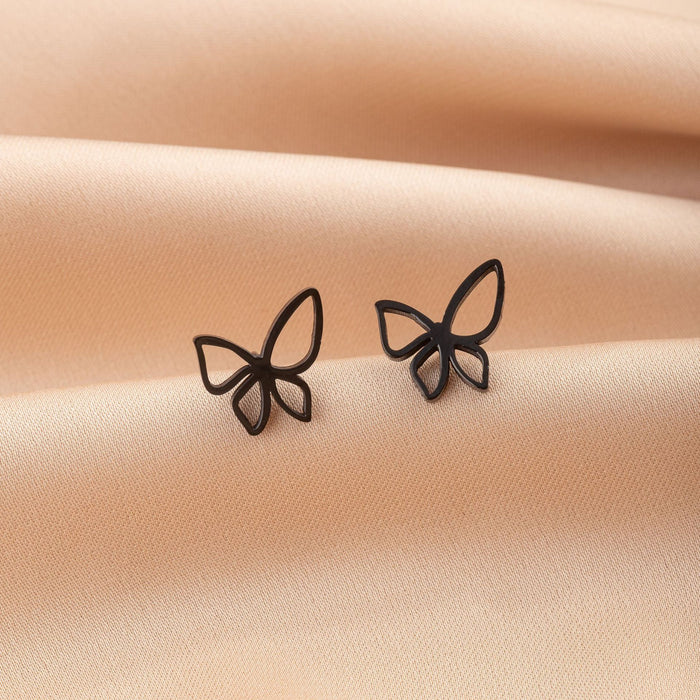 Butterfly rabbit earrings, Korean stainless steel small animal earrings ins girls cute cat fish earrings wholesale