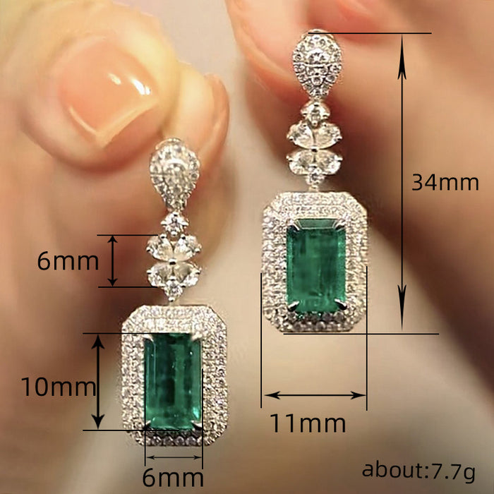 Square brilliant zircon earrings