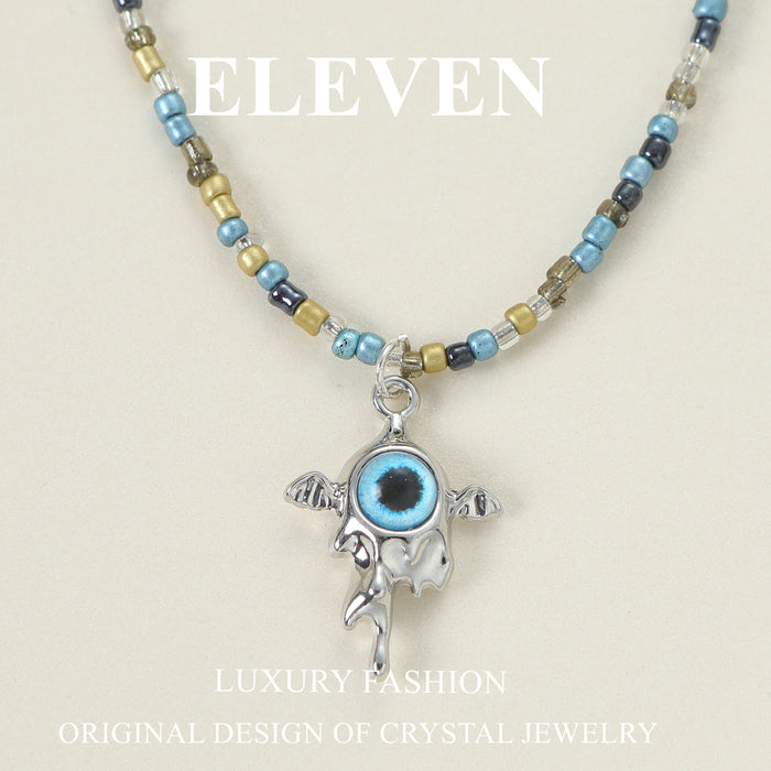 Evil Eye Pendant Necklace - Stylish Beaded Necklace for Daily Wear