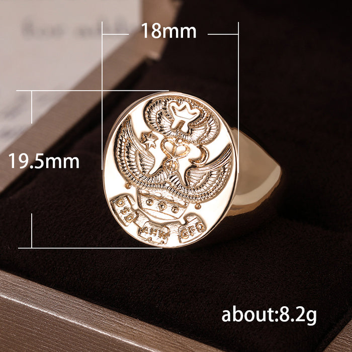 Personalized alloy seal men's ring family emblem double head eagle ring