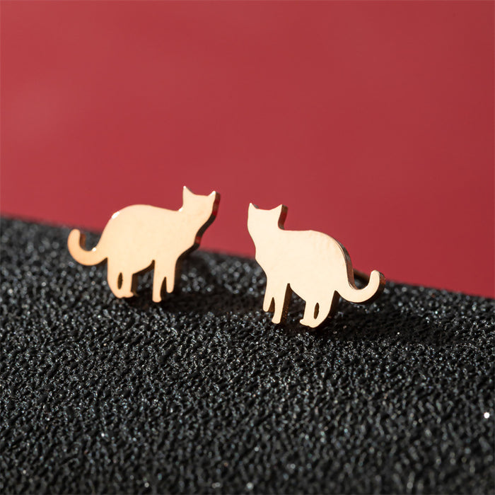 Mini Cat Paw Stainless Steel Stud Earrings - Adorable Pet Jewelry for Animal Lovers