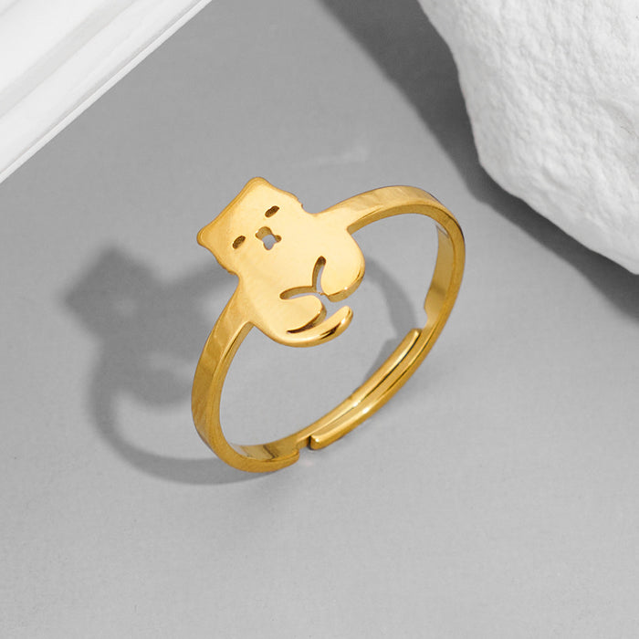 Childlike pet cat ring, simple open stainless steel ring wholesale