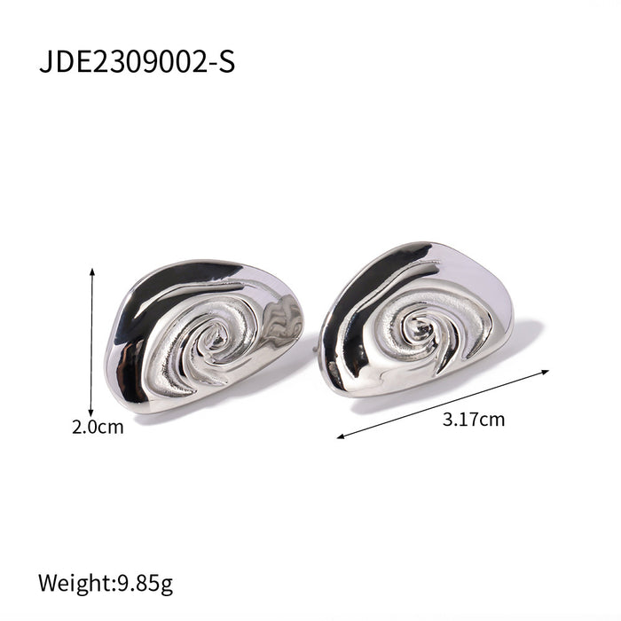 18K Gold Stainless Steel Spiral Earrings - Trendy Swirl Design Studs