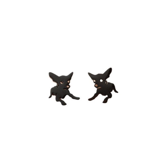 Dog and Cat Stainless Steel Stud Earrings - Cute and Playful Animal Jewelry