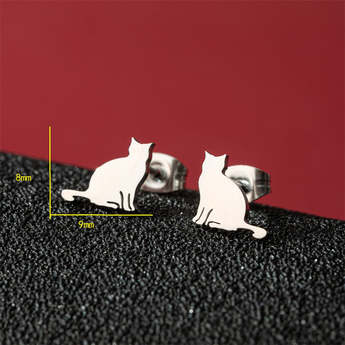 Dog and Cat Stainless Steel Stud Earrings - Cute and Playful Animal Jewelry