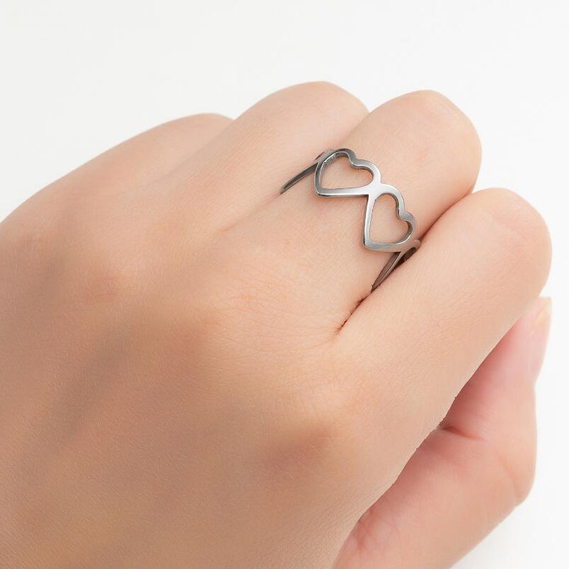 Anillos huecos de amor, venta al por mayor de anillos simples abiertos de acero inoxidable para mujer