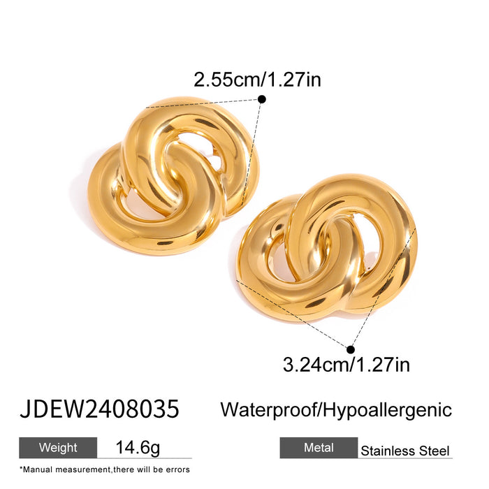 Stainless steel 18k gold double hoop earrings, exaggerated face-enhancing small earrings, foreign trade versatile accessories