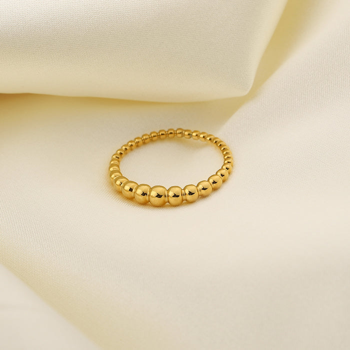 18K Gold Stainless Steel Serpent-Style Ring with Hammered Texture