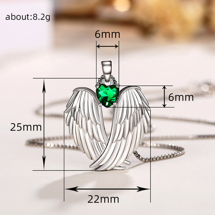 Angel Wings Zircon Pendant Necklace Angel Wings Chain