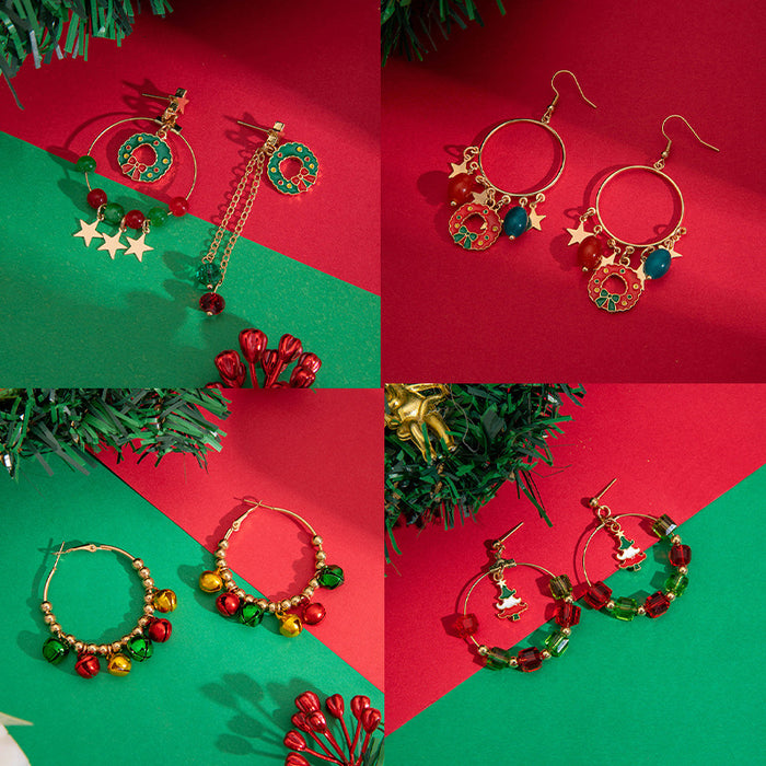 Christmas Bell Beaded Earrings Colorful Retro Earrings