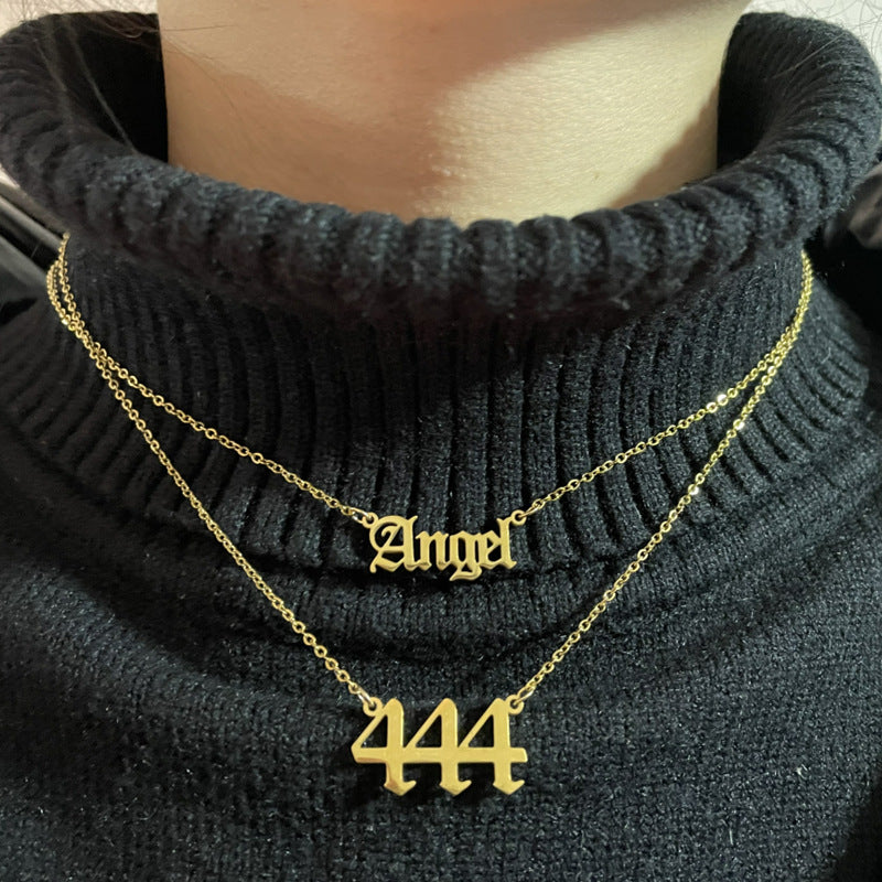 Angel Number Sweater Chain, Vintage 000-999 Stainless Steel Pendant Necklace Wholesale - wallojewerly 