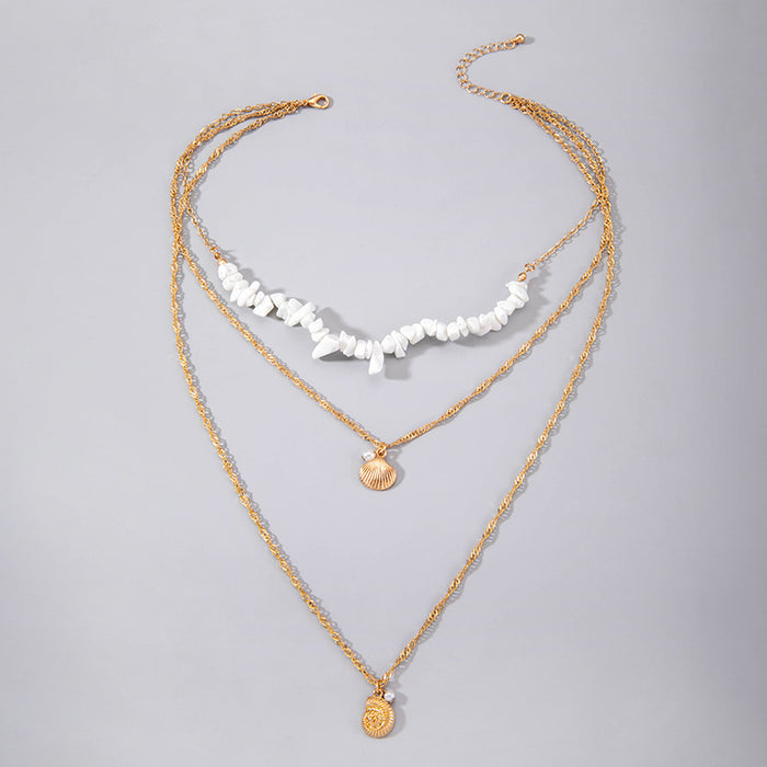 Bohemian Shell Pendant Necklace with Faux Pearls - Beach Style Multilayered Jewelry for Women