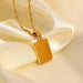 Stainless Steel Gold Plated Square Medal Embossed Angel Necklace - wallojewerly 