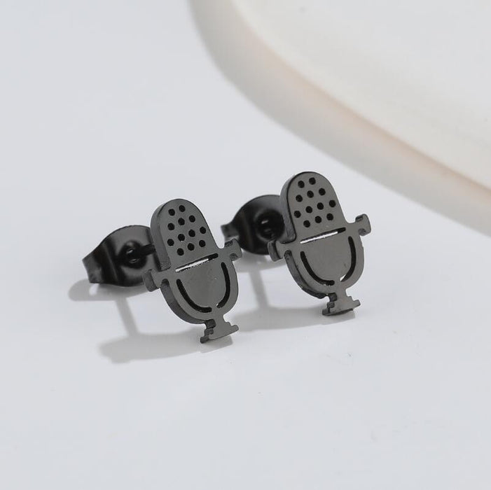 Microphone Stainless Steel Hollow Earrings - Retro and Stylish Music Jewelry