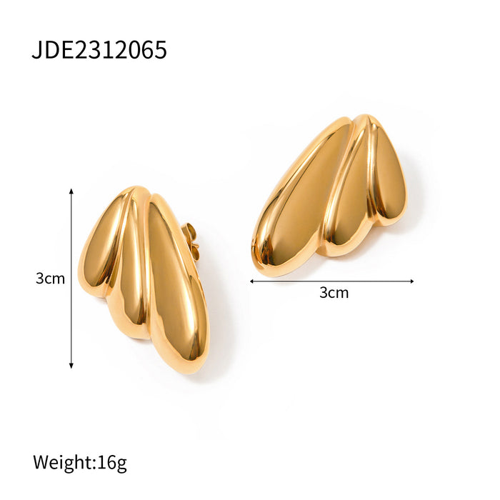 Titanium Steel 18K Gold Stainless Steel Oval Twisted Earrings - 2023 New Trendy Earrings