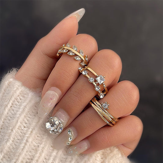 Vintage style skull hand bone 13-piece ring set