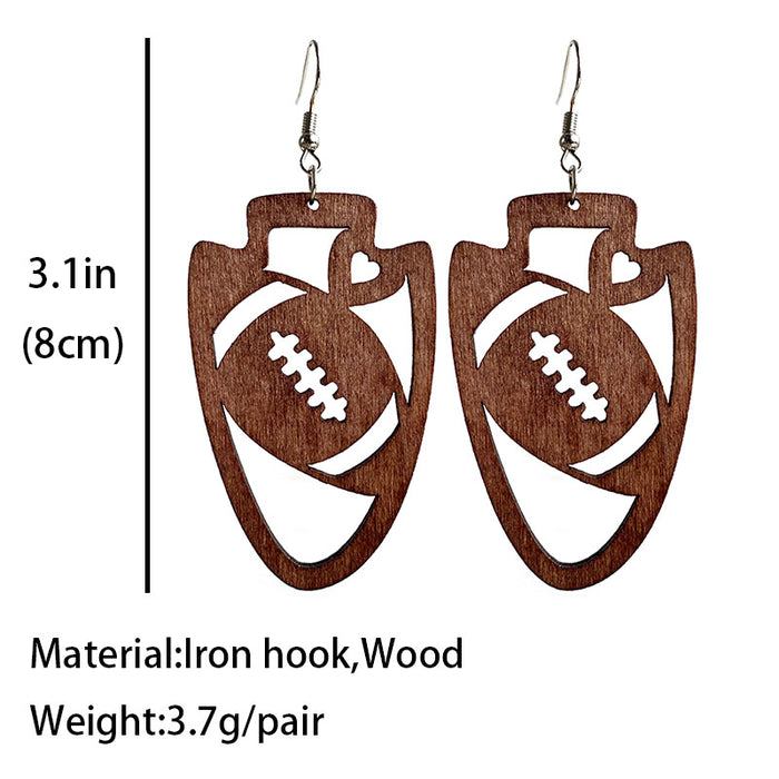 Wooden skeleton football earrings