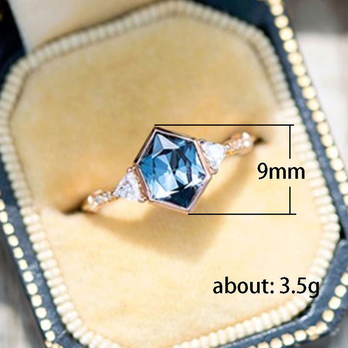 Women's diamond polygonal minimalist ring INS popular personality ring