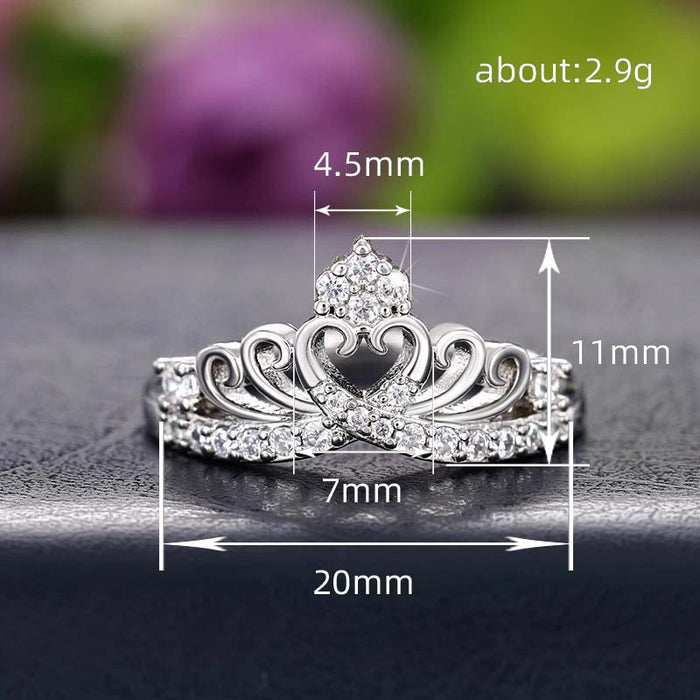 Anillo de corona de princesa con diseño de nicho femenino, anillo de flores de amor