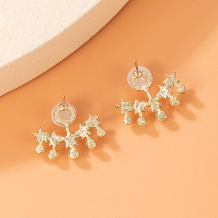 Light luxury pearl inlaid earrings geometric star inlaid diamond earrings