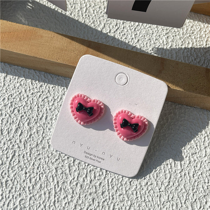 Barbie pink contrast earrings cool style personality 925 silver earrings